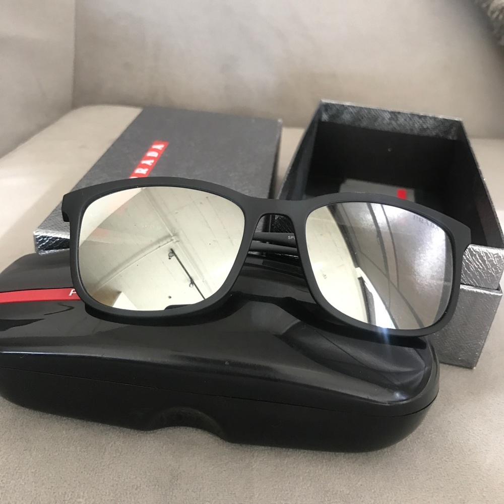 Prada Sport SPS 01T DG0 Black Mirrored Sunnies